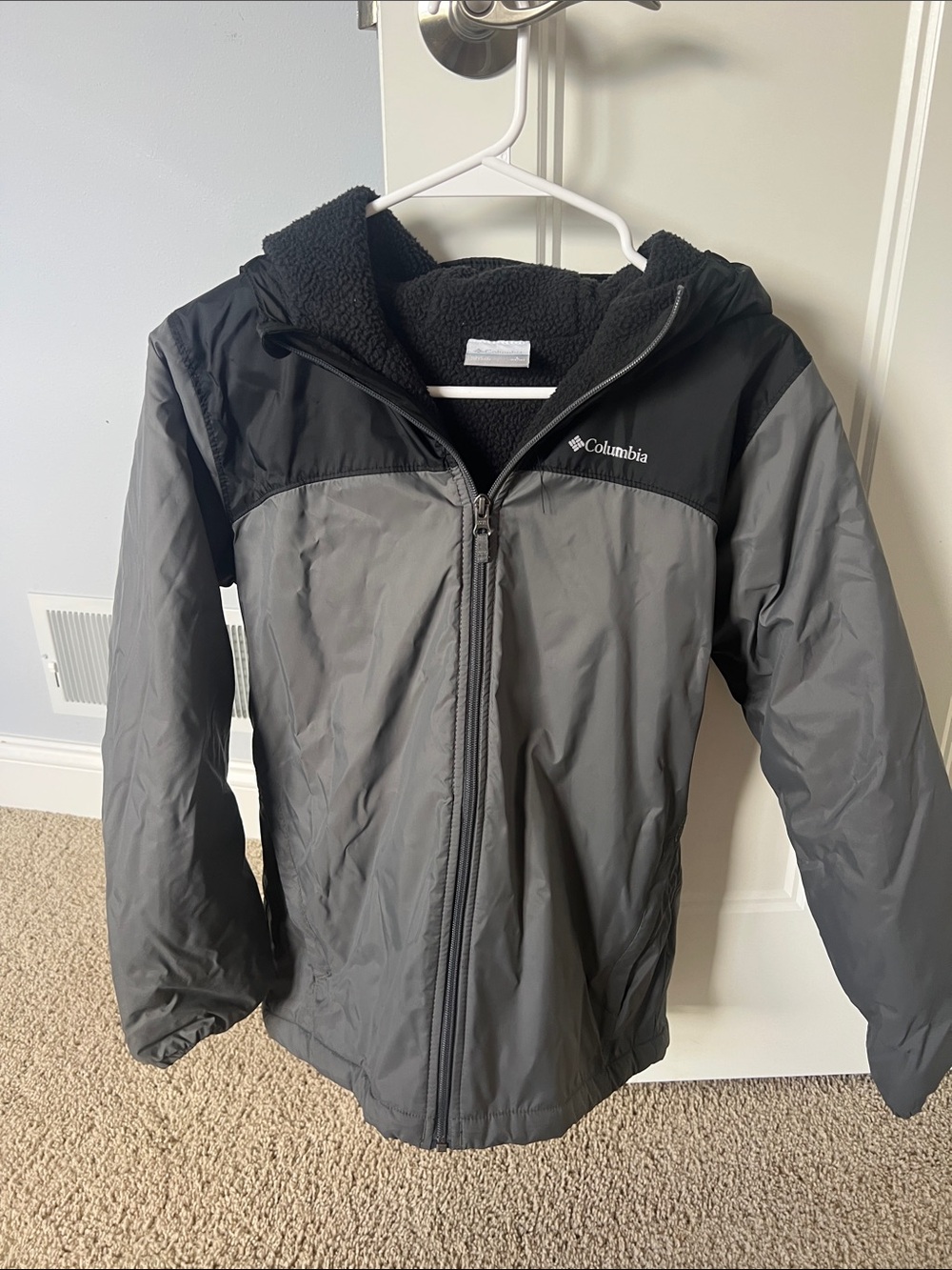 Columbia Kids Black and Gray Hooded Raincoat